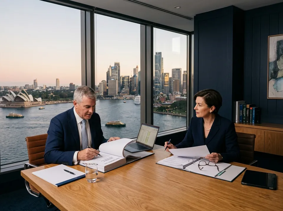 Two accounting professionals reviewing information together.
