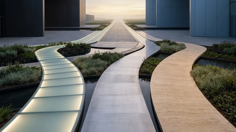 Three pathways converging, illustrating connected business planning.